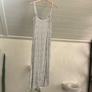 white midi dress with black spot